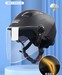 野马（YEMA）3C认证款325S电动车头盔男夏季双镜片半盔摩托车安全帽 均码 亚黑配透明长镜